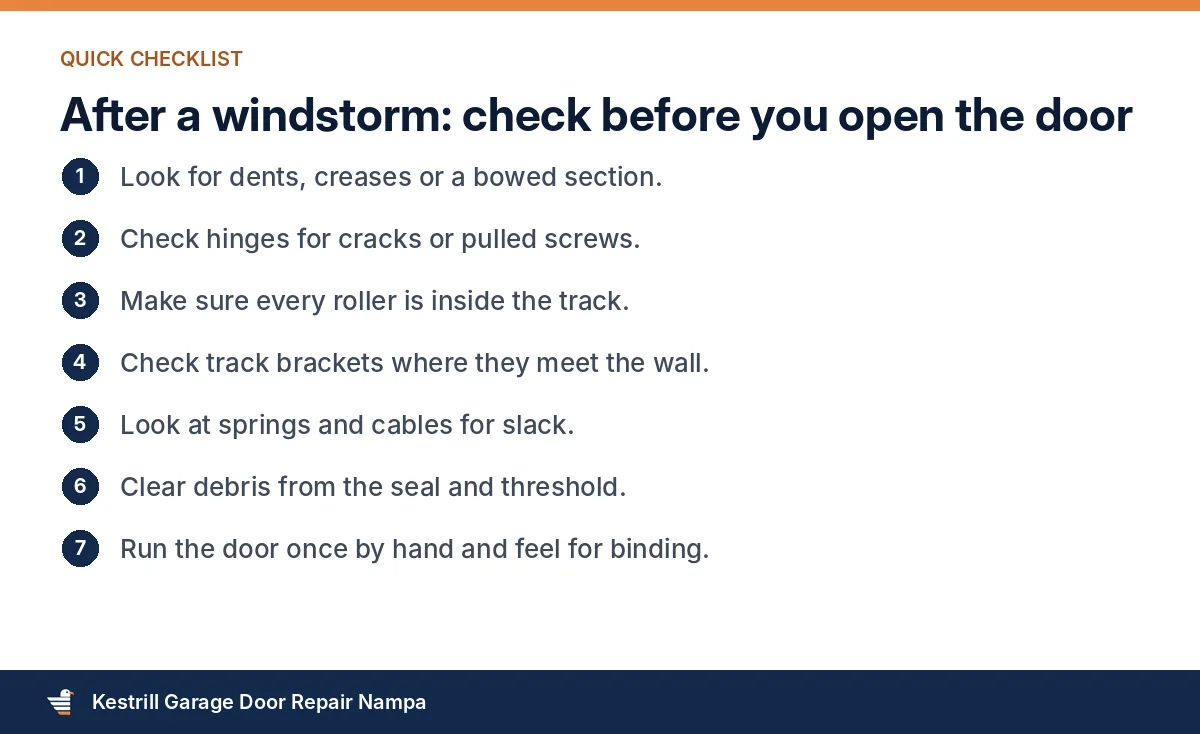 Checklist for garage doors after a windstorm