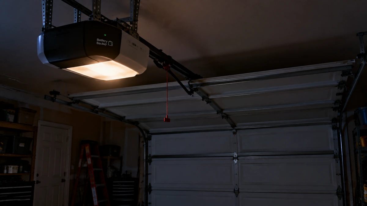 Garage door opener with battery backup during a power outage