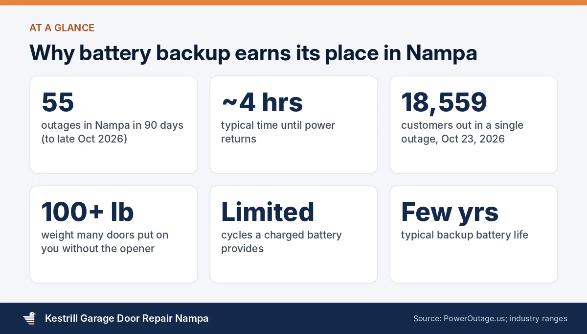 Outage facts that show why battery backup matters for garage door openers in Nampa