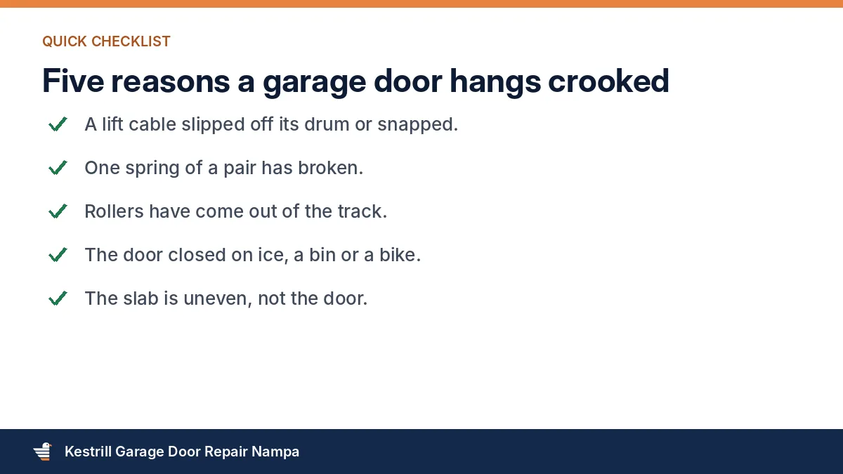 Five common causes of a crooked garage door