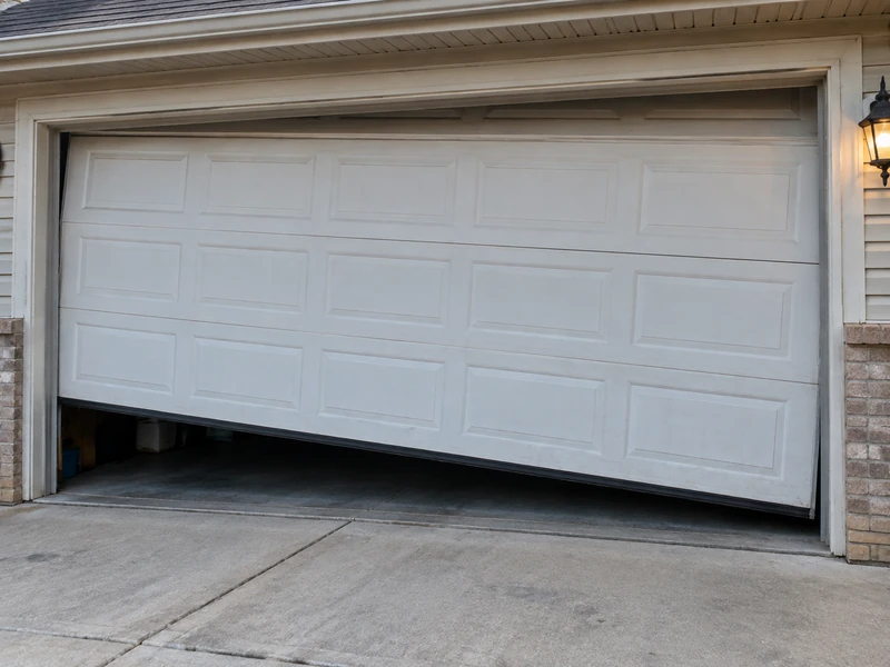 Crooked garage door hanging lower on one side