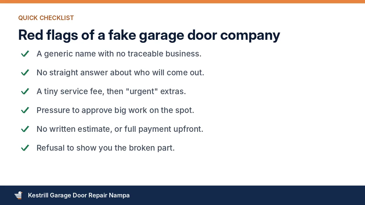 Red flags of a fake garage door company