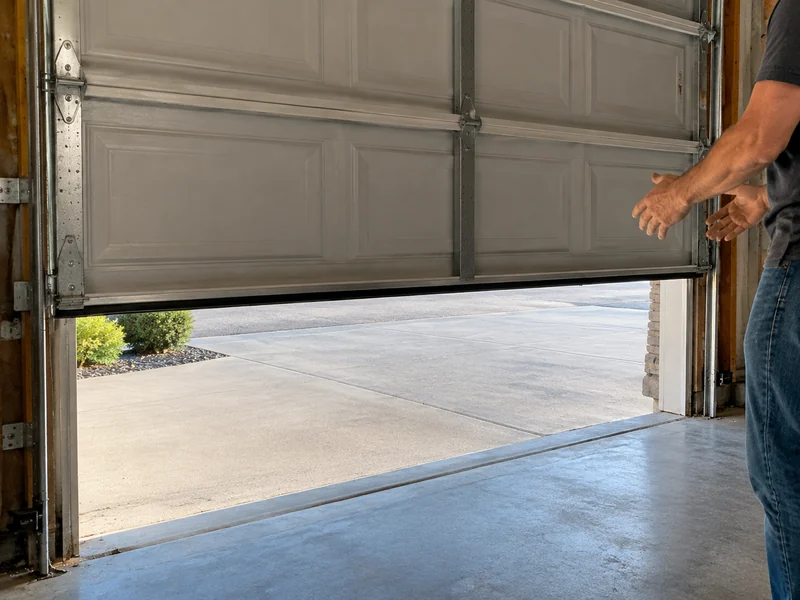 Garage door balance test with the door held halfway