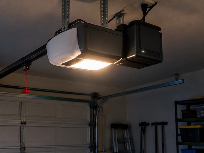 Garage door opener with a battery backup unit attached
