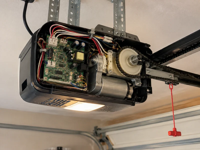 Opener hums because of a worn gear or capacitor inside the motor housing