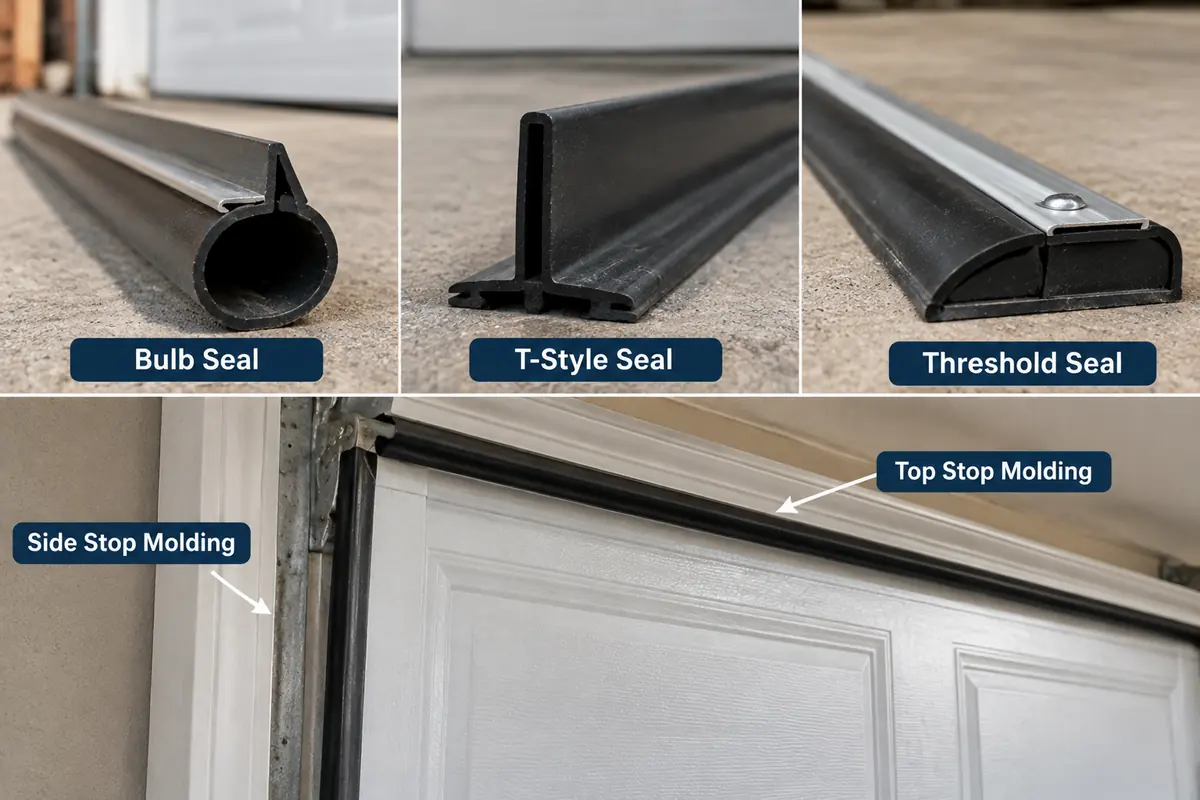 Types of garage door weather seals