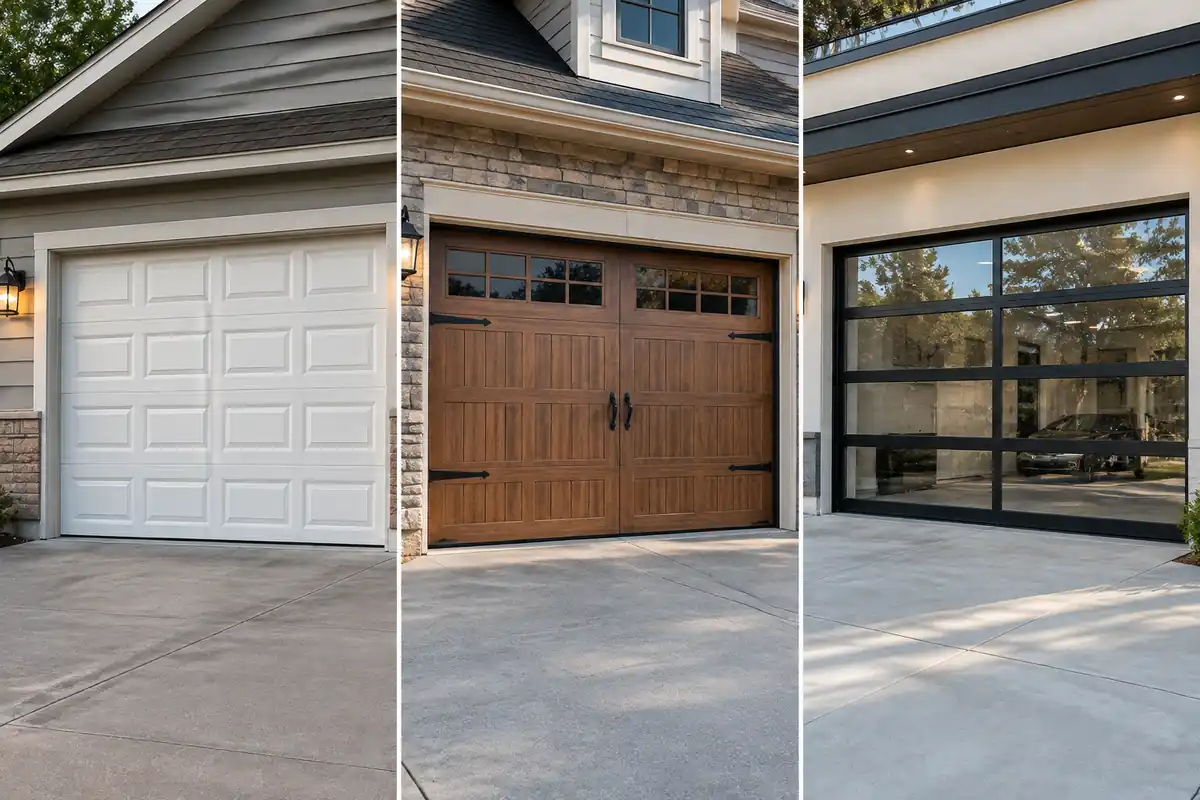 Raised-panel, carriage-house and full-view glass garage door styles