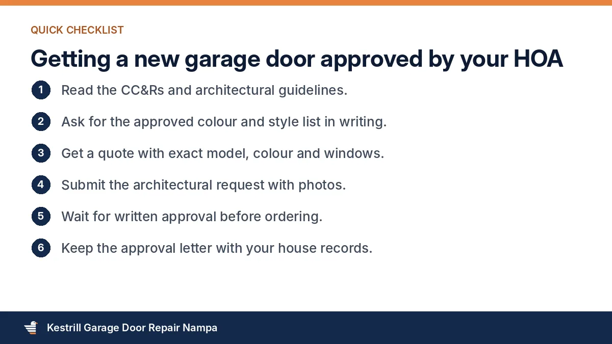 Steps to get HOA approval for a new garage door