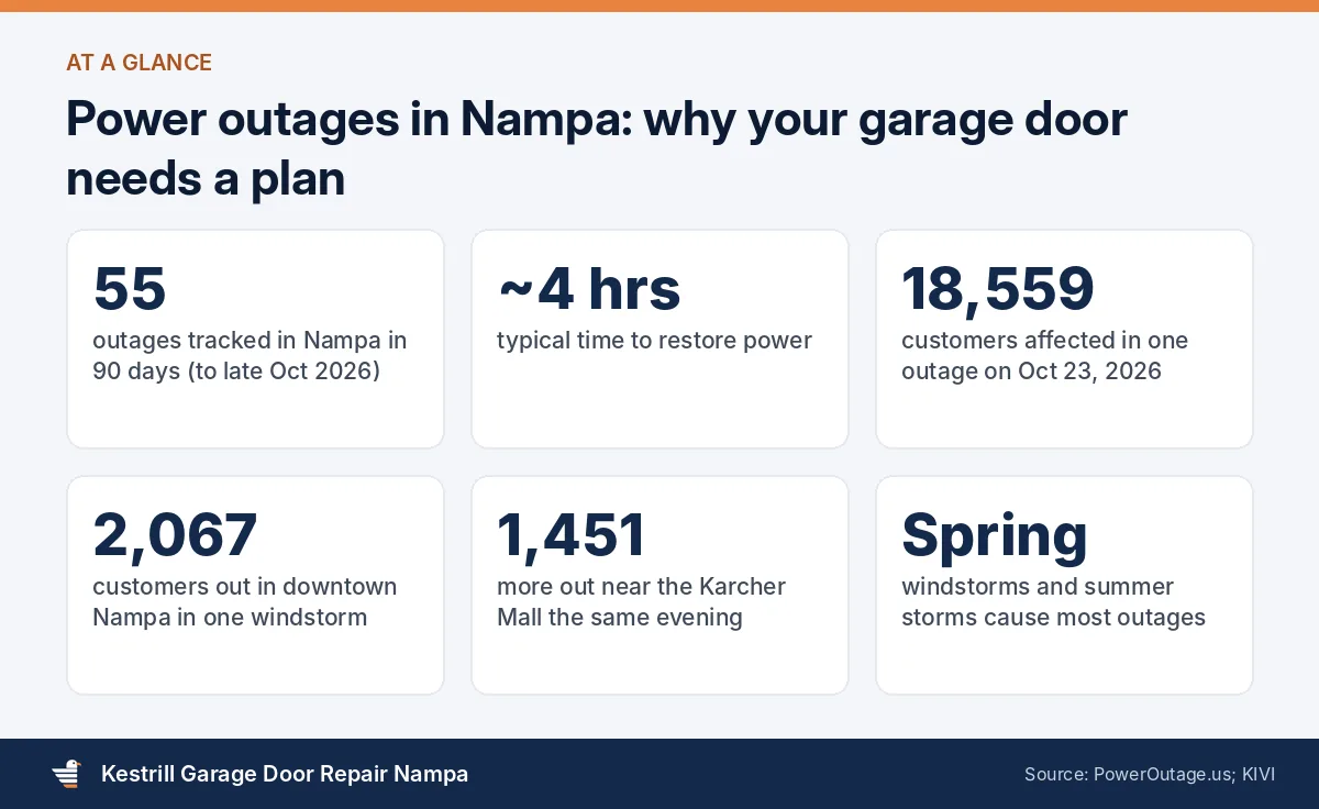 Facts about power outages in Nampa relevant to opening a garage door