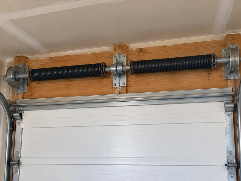 New pair of torsion springs installed above a garage door