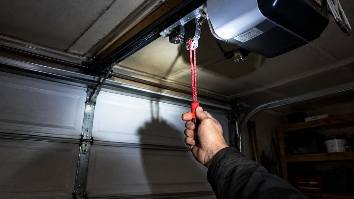 Pulling the emergency release cord during a power outage