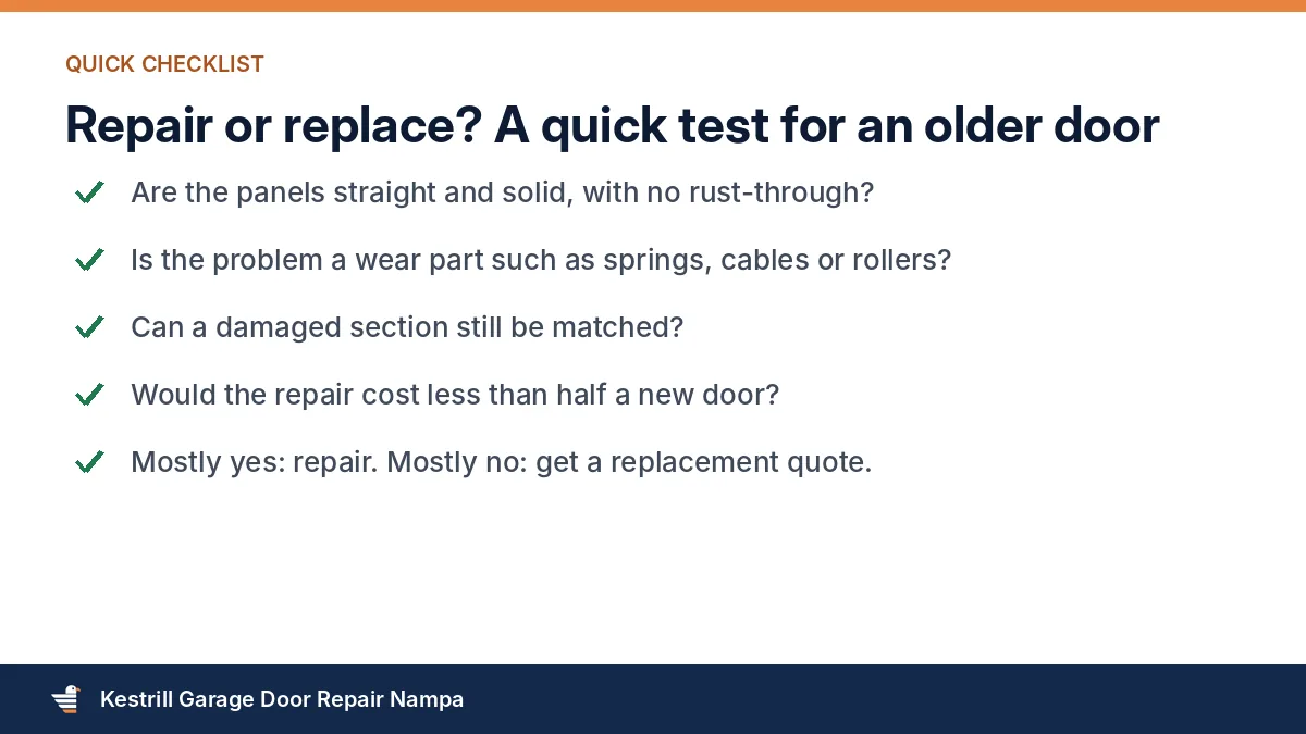 Quick test to decide whether to repair or replace an older garage door