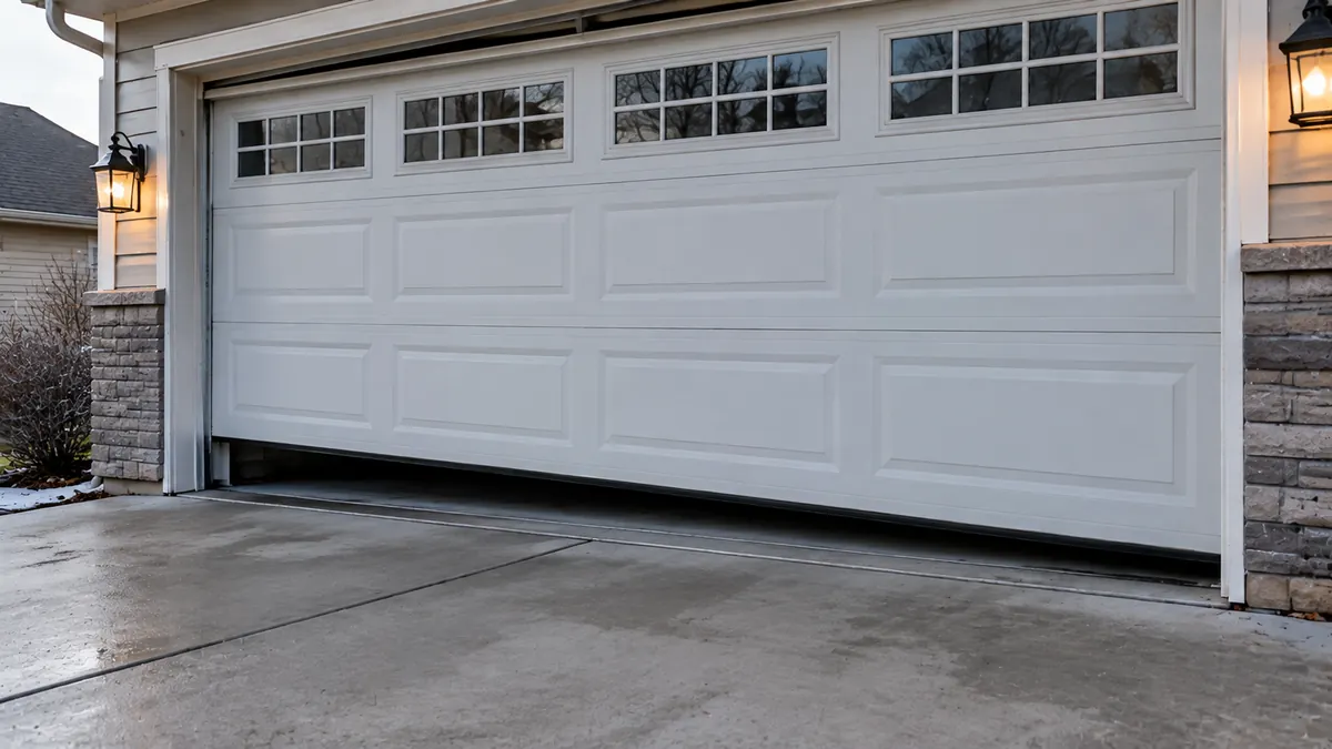 Garage door hanging crooked in its opening